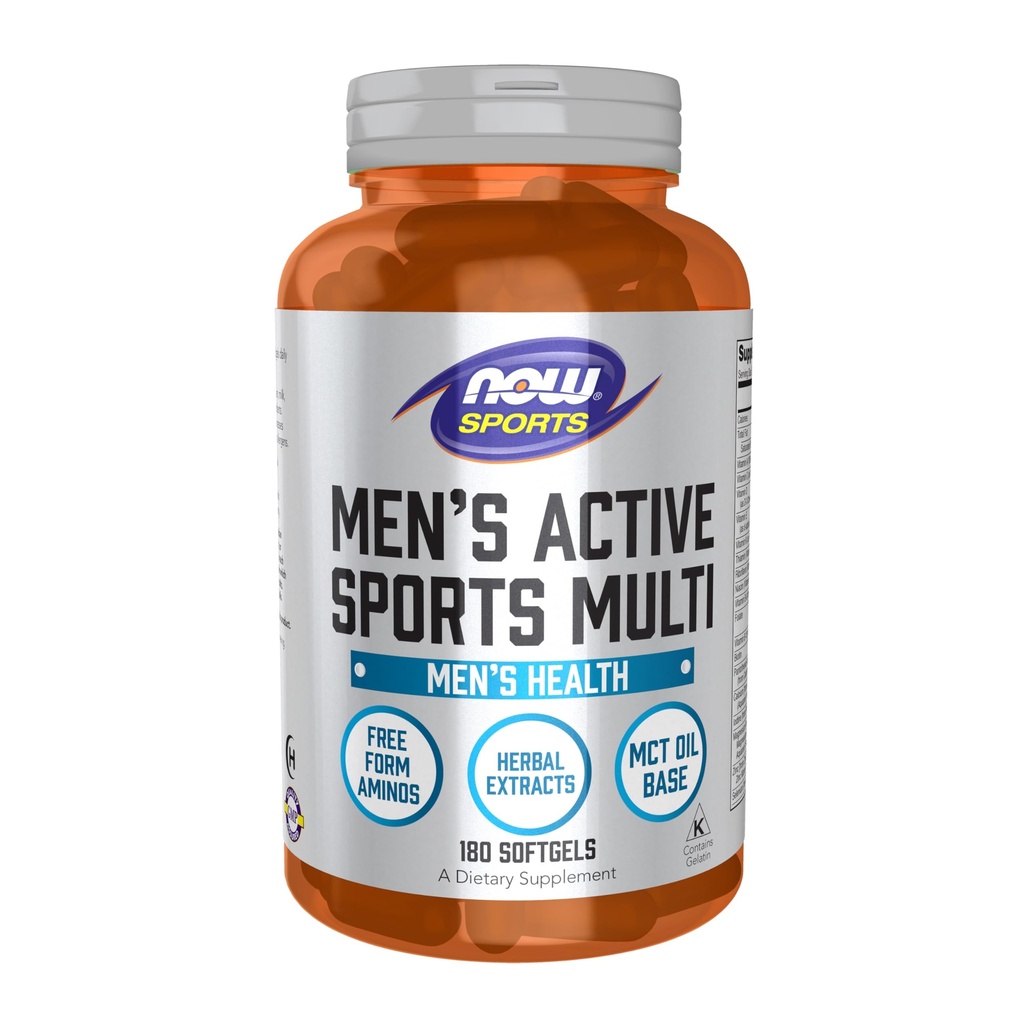 MAINTENANT Foods Sports Nutrition, Multi sports extrêmes pour hommes avec acides aminés de forme libre, ZMA®, Tribulus, huiles MCT et extraits à base de plantes, 180 softgels