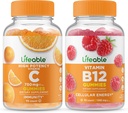 Levensvatbare vitamine C 750mg + Vitamine B12, Gummies Bundle - Grote Proeverij, Vitaminesupplement, Glutenvrij, GGO-vrij, Kauwgom