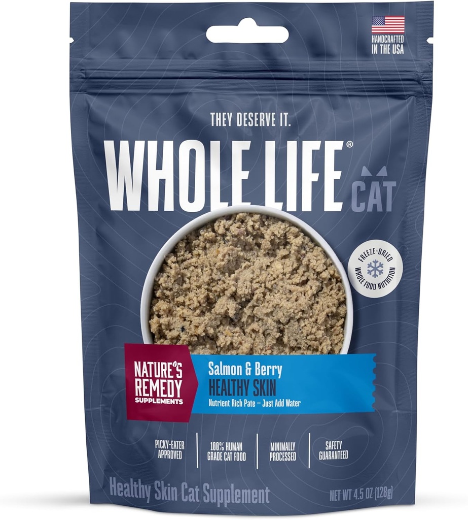 Whole Life Pet Gezonde huid en jas Cat Supplementen voor de droge huid, Allergie & Maag Relief, Cat Immune & Digestieve Ondersteuning - Probiotica & Omega 3 voor katten, Cat Food Toevoegen Ins - 30-dagen