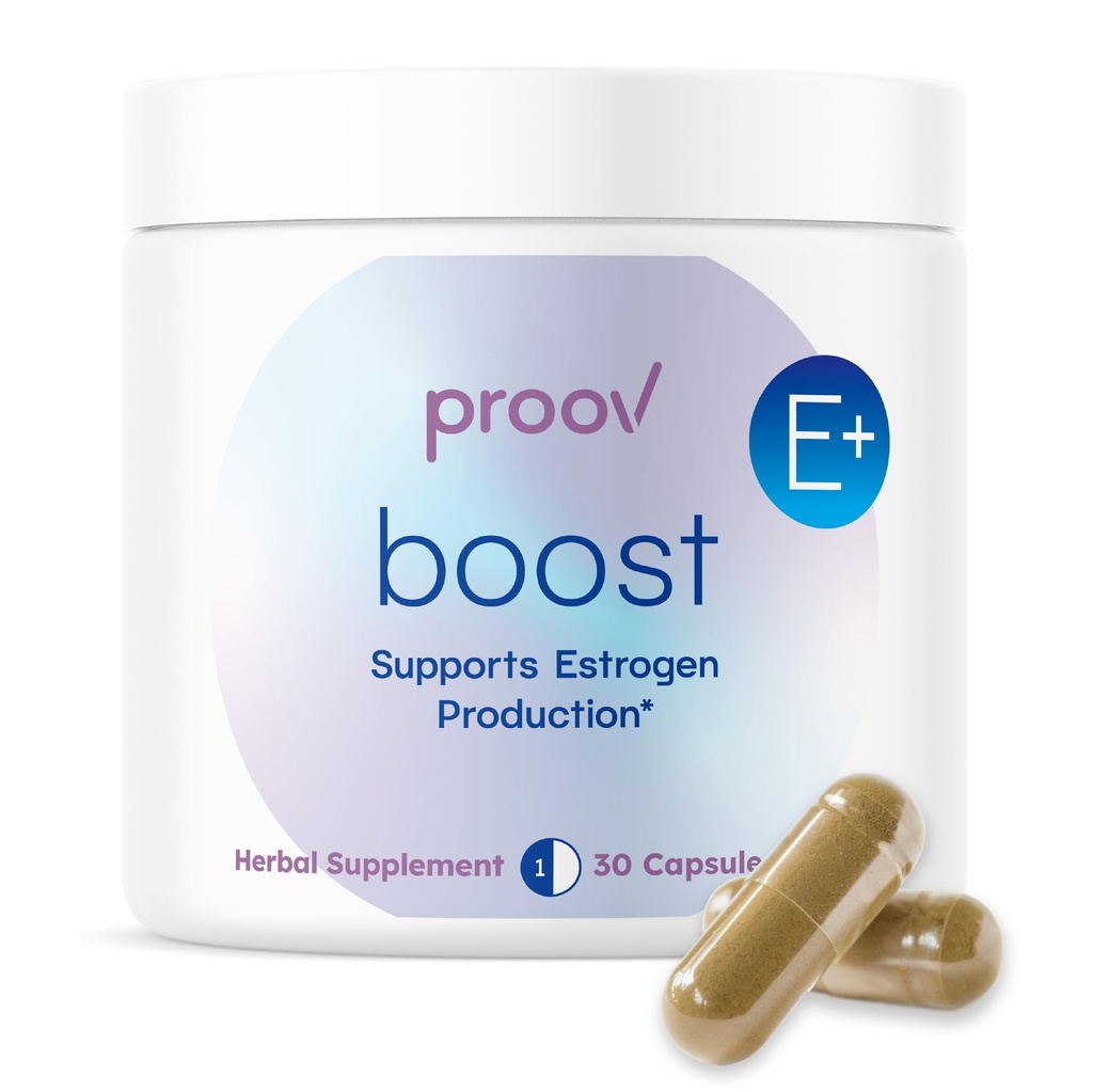 Proov - Supplément Boost pour les femmes - Promotion de la production d'estrogène - Fertilité et soutien ménopausique pour les femmes - Balance hormonale - Huile de Primrose du soir trèfle rouge, Dong Quai, Cohosh noir - 30 capsules