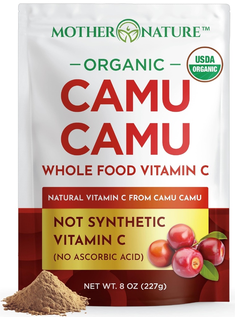 Camu Camu poudre de vitamine biologique C - 8 oz sac 45 portions - cru Camu Camu Berry, supplément naturel VIT C poudre pour le soutien immunitaire - végétalien, non-OGM