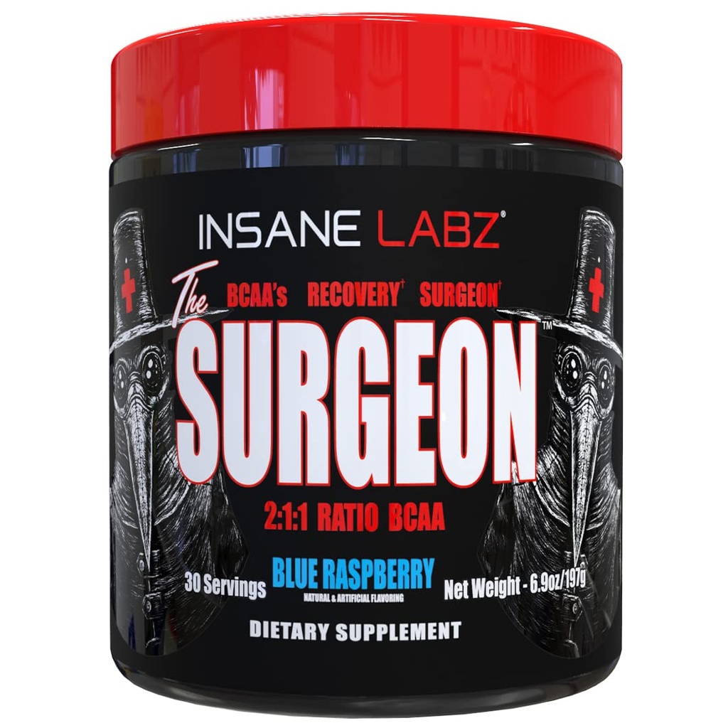 Krankzinnig Labz De Chirurg BCAA herstel poeder - vertakte keten Aminozuur Post workout Drink voor spierherstel - 30 Srvgs (30 porties (pakket van 1), Blue Raspberry)