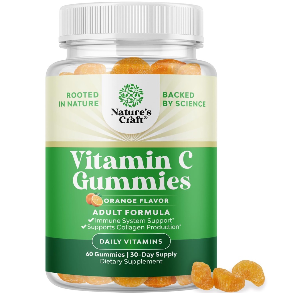 Kauwbare vitamine C Gummies voor volwassenen - Halal Vitamine C Immune Ondersteuning Gummies - Ascorbic Acid Natural Gummy Immune Booster voor volwassenen en natuurlijke koude remedy Gummy Vitaminen