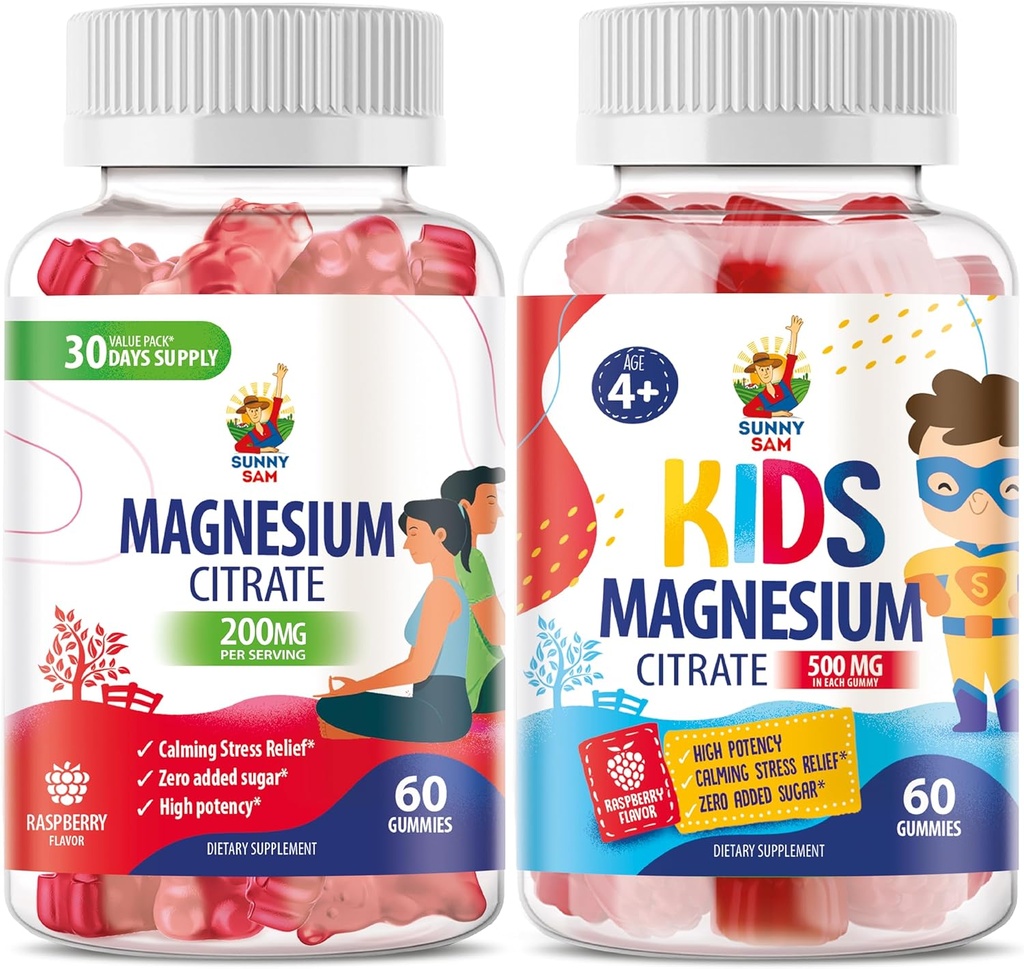 Magnesium Gummies for Kids & Adults - 500mg - Kalm Magnesium Kauwen - Magnesium Citrate Kauwbare Supplement voor Mood & Muscle Support