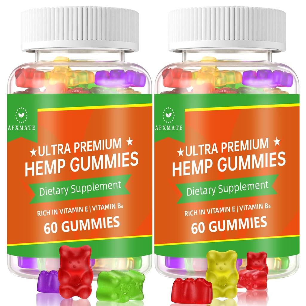 (2 Pack) Hennep Gummies, Fruity Eetbare Gummy Advanced 100% Natural High Potency Hemp Seed Extract Gummies - 120 Gummies