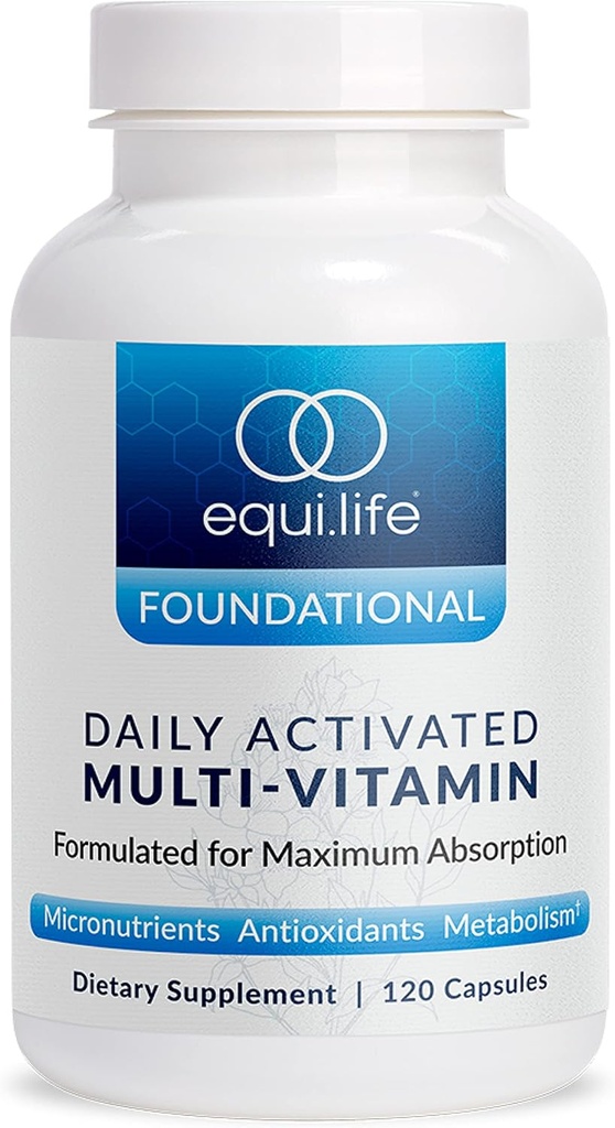 Equilife Dagelijks geactiveerde Multivitamine, 21 Essentiële Nutriënten met B Complex, Antioxidant Formule voor totale Wellness, Glutenvrije, Non-GMO, 120 Capsules