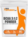 BulkSupplements.com BCAA 3:1:2 Powder - BCAA Supplementen, Branched Chain Amino Acids Powder - Unflavored & Gluten Free, 1.5g per Serving, 1kg (Pack of 5) (11 lbs)