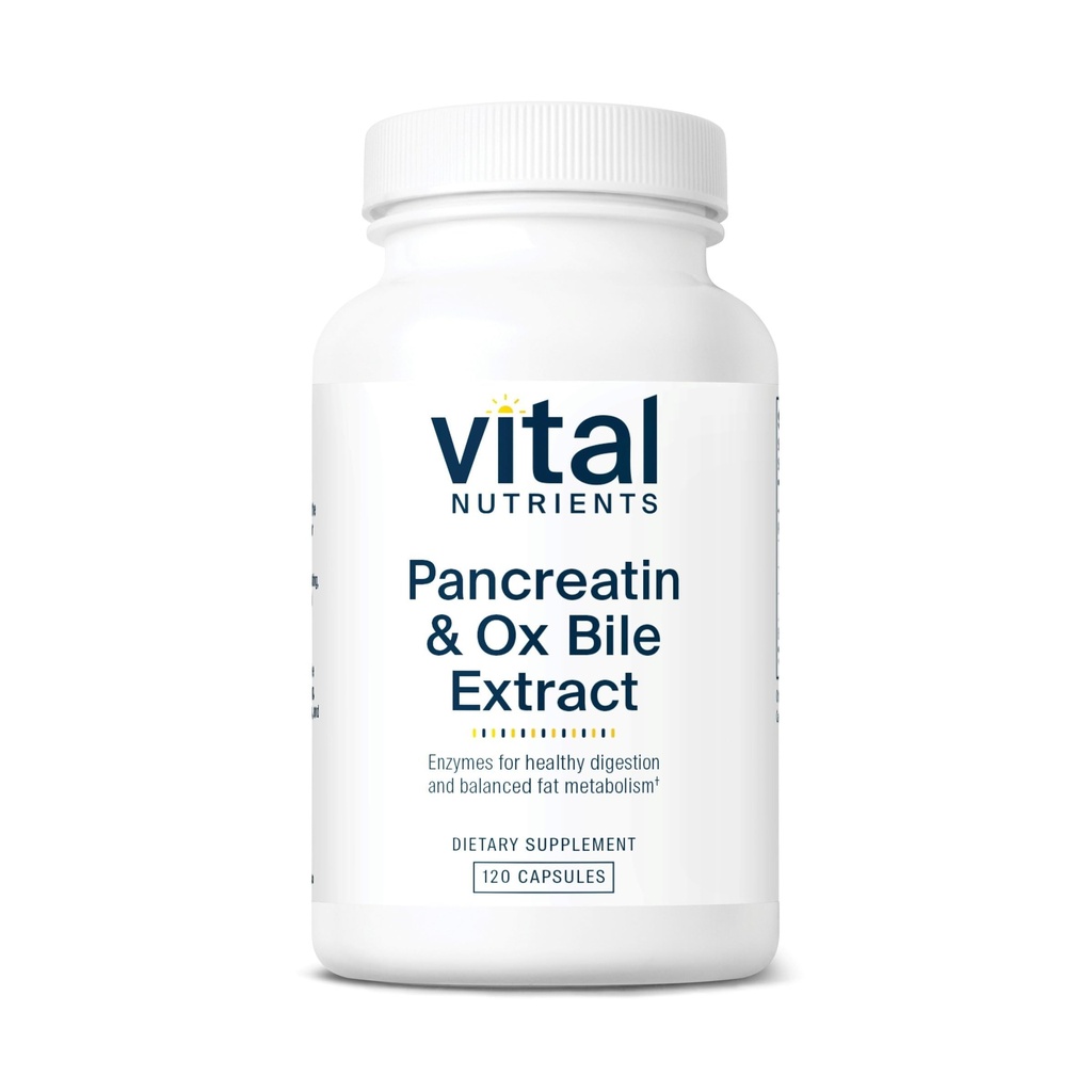 Vitale Nutriënten Pancren & Ox Bile Extract 500mg Natural Discompensative Enzymes for Women & Men Ondersteunt de vertering van eiwit, vet en koolhydraten*