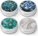Boîte à pilules 3 Compartiment petit cas de pilule, portable pour la poche ou la pilule de chasse Organisateur porte-conteneur de pilule pour tenir les vitamines, les médicaments, l'huile de poisson et les suppléments(4PCS)