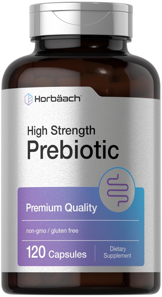 Horbäach Prebiotic for Men and Women 120 Powder Pillen Hoge sterkte en Premium Quality Supplement Niet-GMO en Glutenvrije Quick Release Capsules