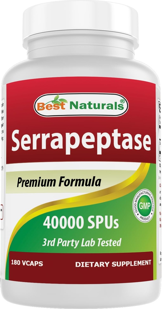 Best Naturals Serrapeptase 40000 SPU's 180 Capsules