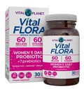 Planète Vitale - Vital Flora Womens Probiotique quotidien 60 milliards CFU, 60 souches diverses, 7 prébiotiques organiques, soutien vaginal et immunitaire, Bloating, probiotiques de santé digestive pour les femmes 30 capsules