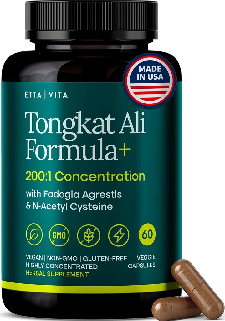 200:1 Longjack - Tongkat Ali & Fadogia Agrestis Supplement for Men & Womens Energy (Made in USA) T Support, Lean Muscle Recovery, Hormonal Balance with Vegan NAC Liver Detox & Cleanse 60ct
