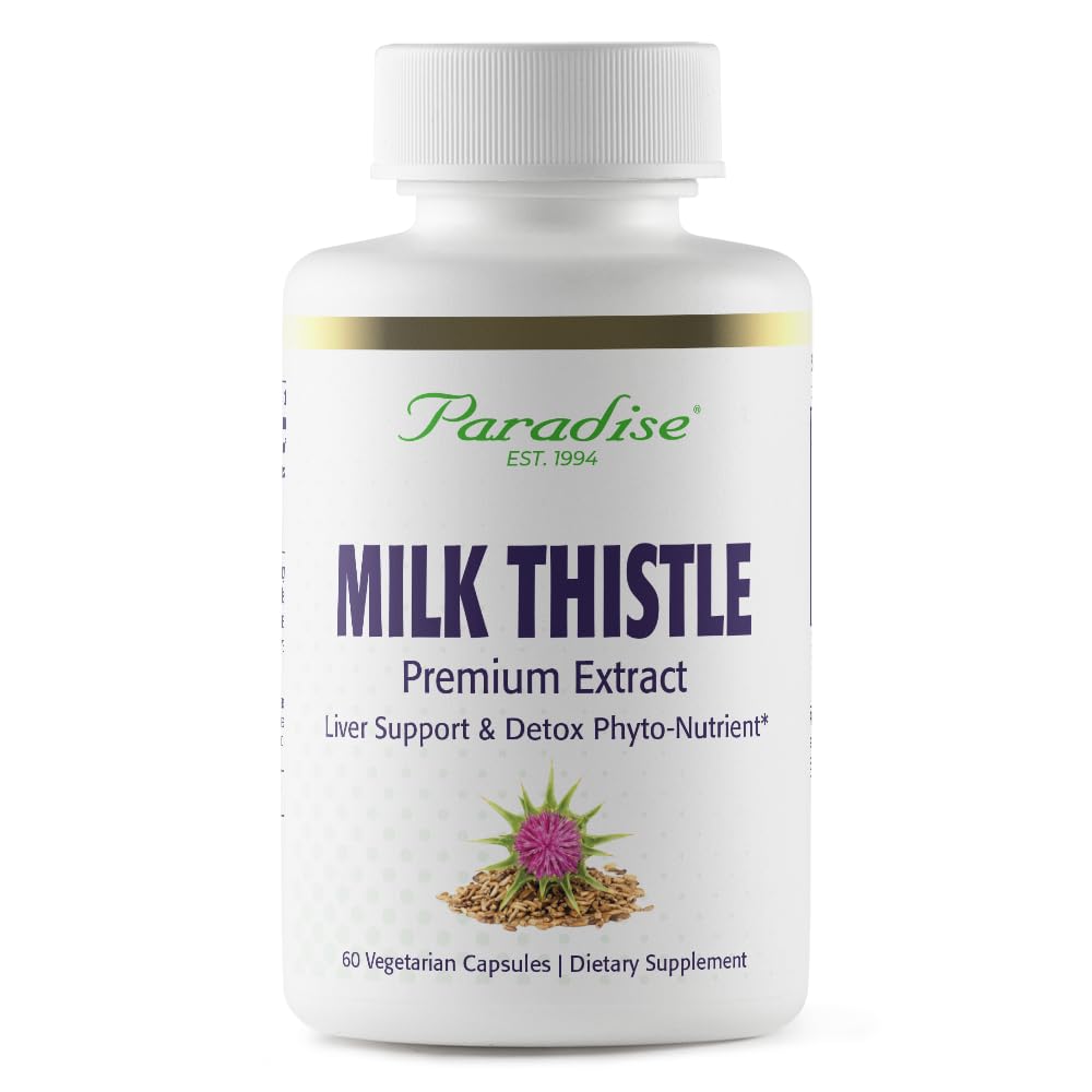 Thistle de lait à herbes paradisiaques, extrait de spectre entier actif, végétalien, non OGM, sans gluten, 60 capsules végétariennes