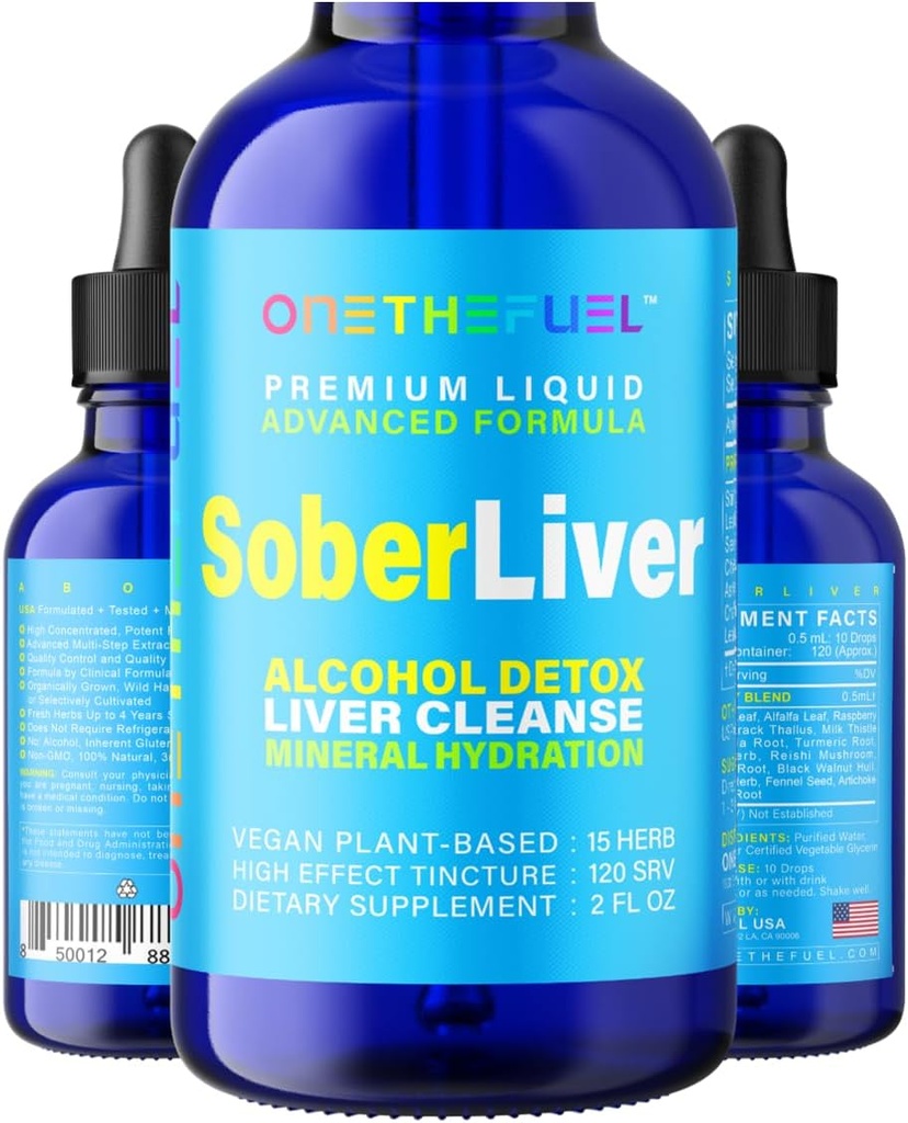 Nuchtere lever 2oz. Op planten gebaseerde leverreiniging en detox-ondersteuning + 100% natuurlijke hydratatie levergezondheidssupplement Reishi Milk distel Rhodiola + Vegan 15 Kruiden Snelle Absorb Tinctuur Vloeistof