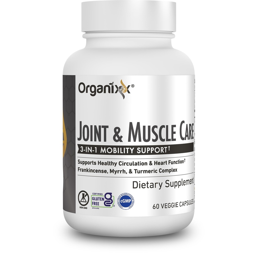 Organix Joint & Muscle Care Organic Turmeric Supplement, 3-in-1 Frankincense, Kurkuma en Myrrh Joint Health & Joint Support Supplement Body Care Capsules, ondersteunt zwelling, spanning, 60 capsules
