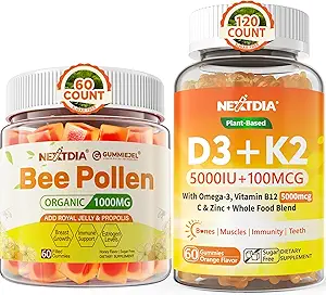 Pollen des abeilles pour la croissance mammaire biologique 1000mg + plante biologique D3 K2-5X Absorption par rapport à la norme D3K2
