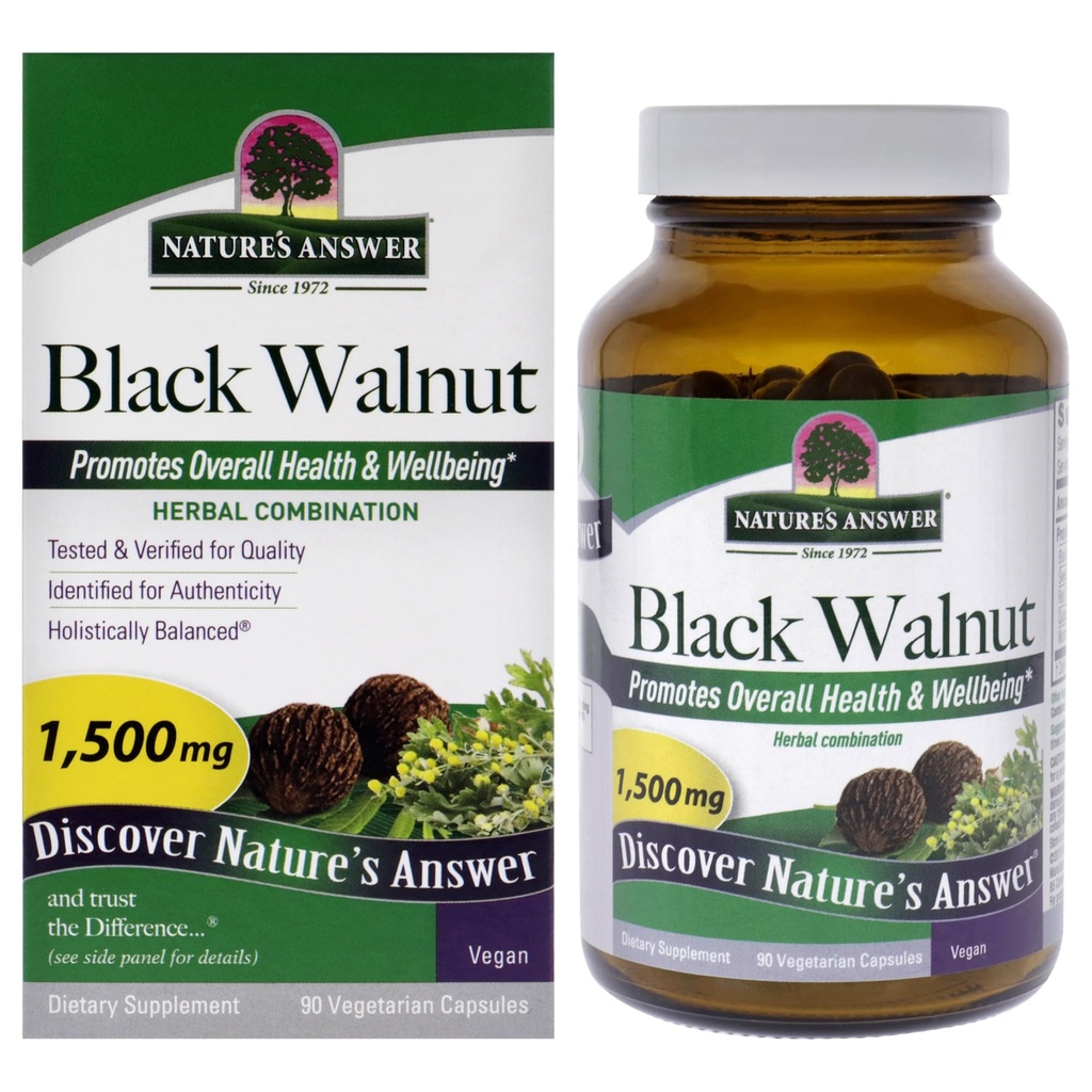 Réponse de la nature Black Walnut complexe Capsules végétariennes Poudre, 90-Count Black Walnut.