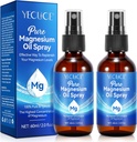 2Pack Pure Magnesium Oil Spray, 100% Natural Magnesium Spray - Biologische Magnesium Body Spray - Topische Magnesium Spray in glazen fles, Magnesium olie voor voeten, verbetert spierherstel - 4 Fl.Oz