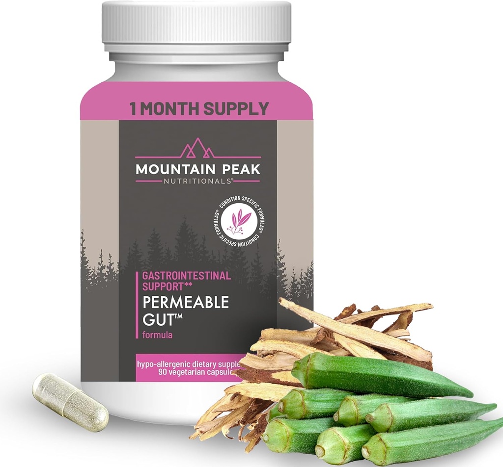 Mountain Peak Nutritionals Permeable Gut Formula - Helpt beschermen Maag & Intestinal Lining - Leaky Gut & Gastro Support Supplement - Hypoallergeen Dieetsupplement (90 Vegetarische Capsules)