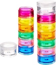 Deke Home - Stapelbare pil Organizer (2 Pack), 7 Dagen Week Pill Box Tower met Twist Lock Compartments, BPA-Free, Reizen Medicine Holder & Vitamin Dispenser, Compact & Portable Case, Regenboogkleurig