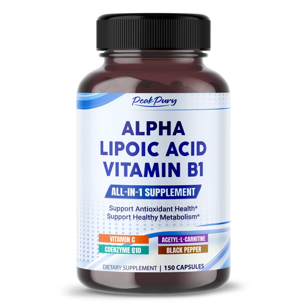 Alpha Lipoïnezuur met vitamine B1 - Ondersteunt Antioxidant Gezondheid en Gezond Metabolisme - Inclusief Vitamine C, Acetyl-L-Carnitine, CoQ10 - Made in The USA- 150 Capsules