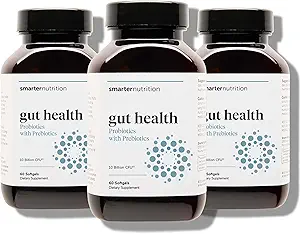 Slimmere voeding Gut Health Probiotica met prebiotica - 100% bodem-gebaseerde strepen met MCT-olie voor de spijsvertering, Immune Health, Gut Microbiome - Vegetarisch - 180 Count(Pack of 3) - 90-Day Supply