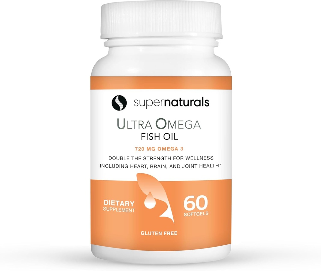 Super Natural Ultra Omega Fish Oil - Omega 3 Fatty-Acids EPA DHA - Ondersteunt Hersenen verhoogde functie, Ondersteunt Zenuwen en Eye Health 1200mg/720 Omega-3-60 Capsules