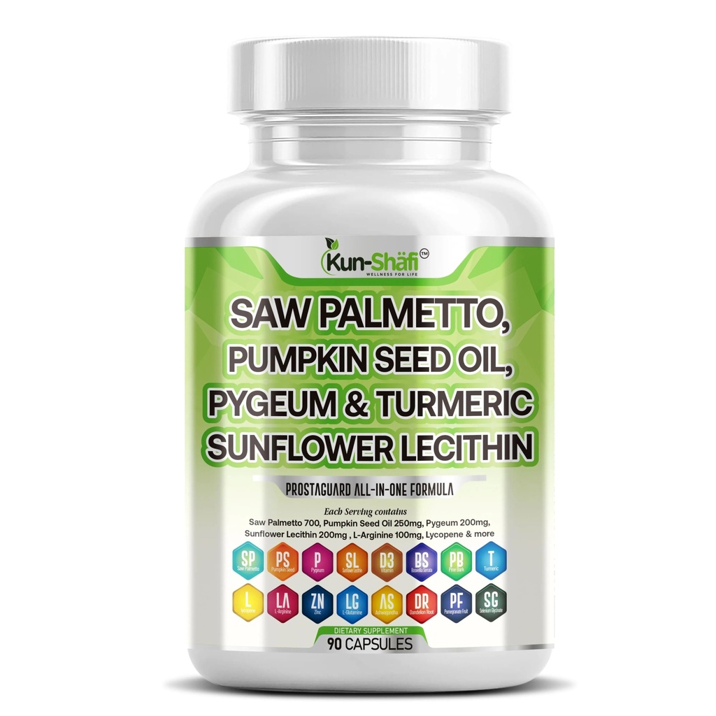 Zag Palmetto met Stinging Nettle, Pygeum, Pompoenzaad, Zonnebloemlecithin, Kurkuma & Ashwagandha Prostaat Ondersteuning voor mannen met Lycopeen & Vitamine D3 90 Capsules