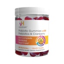 vH essentials Gommies probiotiques avec prébiotiques et canneberge, Extrait concentré pour la santé du trac urinaire, soutient l'équilibre de la microflore vaginale pour un trac féminin sain, 60 comte