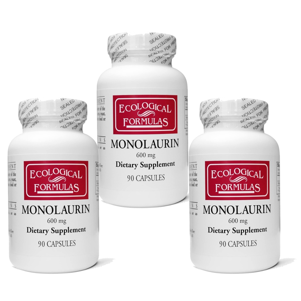Ecologische Formules 600 mg Monolaurin - Drie individueel verzegelde flessen 270 Tel.