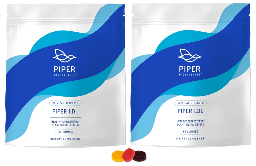 Piper LDL Klinische sterkte Gezonde Cholesterol Gummies (2280 mg Plant Sterol Esters per dag): Twee verpakkingen Elk met 60 Gummies, Veganistan, 30 dagen levering