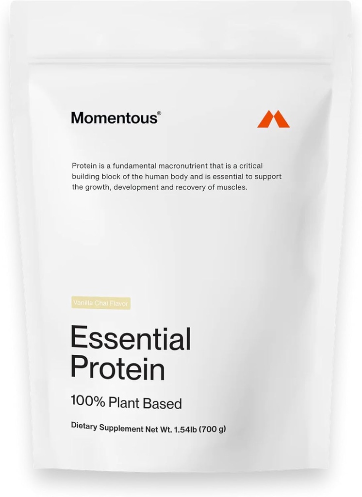 Momentus Essential Vegan Protein Powder - 20g Plant Based Protein - NSF Certified, Gluten-Free, Non-GMO, 20 Servers for Essential Everyday Use, Vanilla Chai