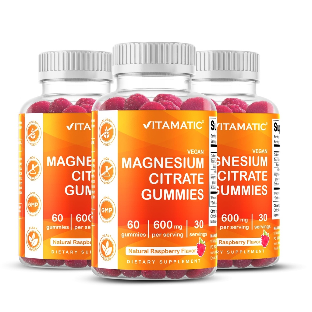 Vitamatic Magnesium Gummies 600mg per Serving 