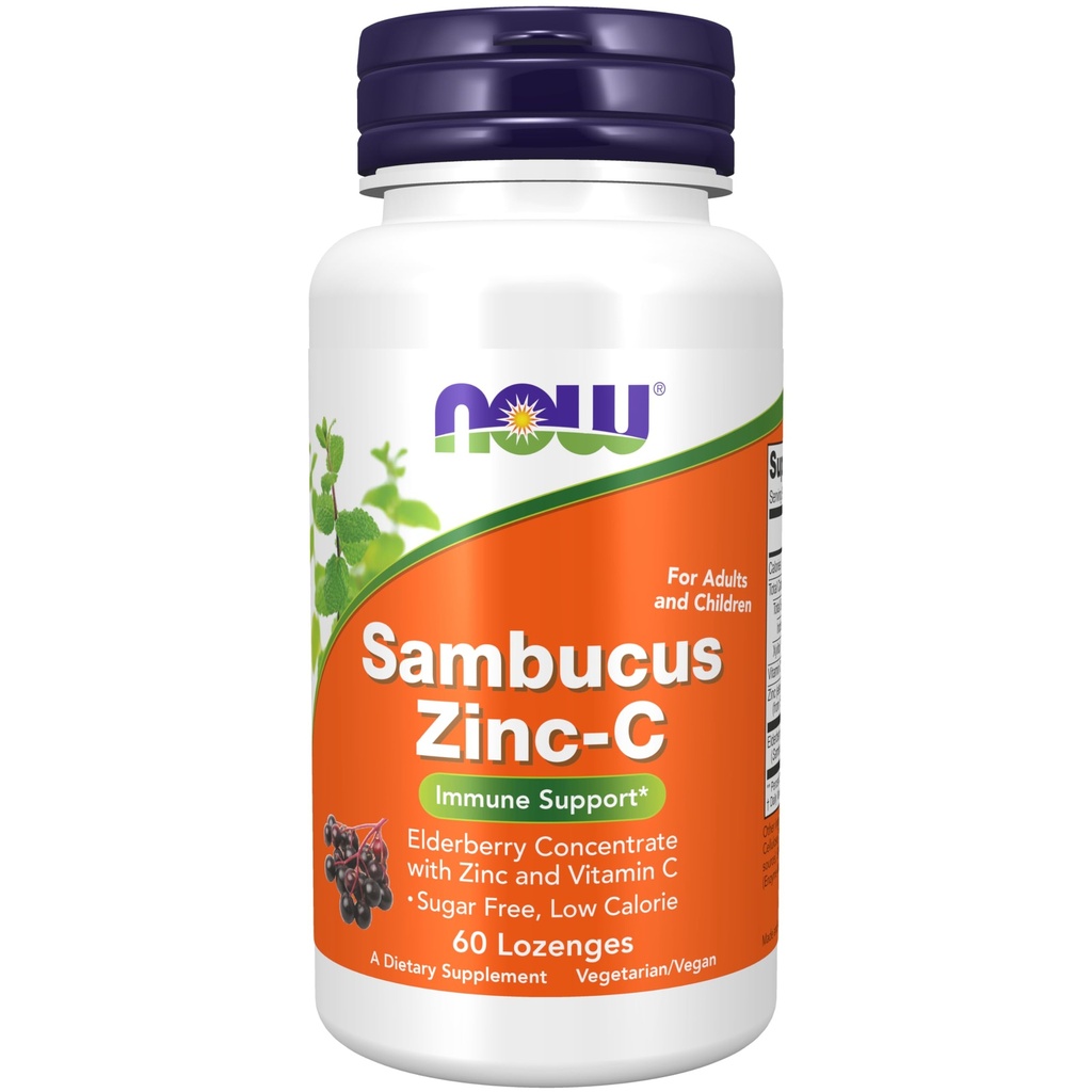 NOW Foods Supplementen, Sambucus Zink-C met Vlierbessen Concentraat en Vitamine C, 60 Lozen