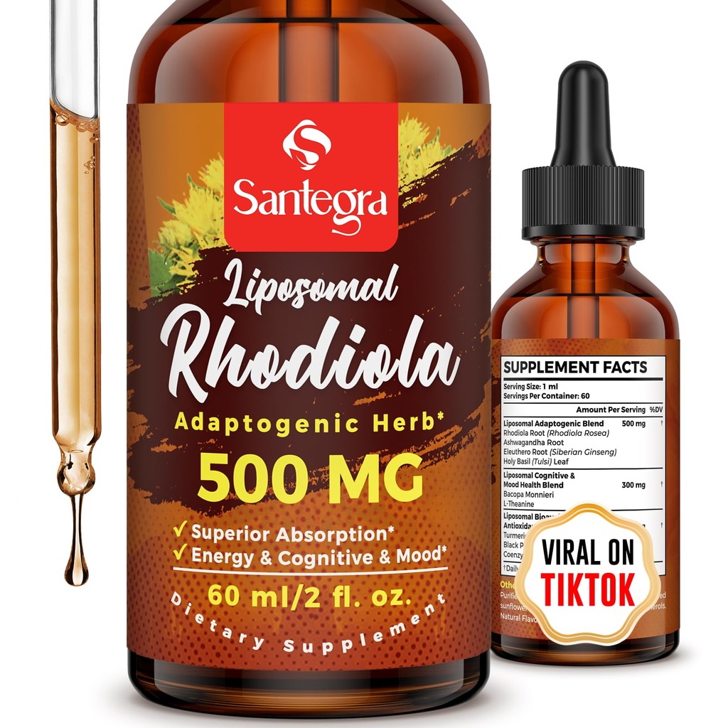 57,000 MG Supplément actif de Rhodiola Rosea, extrait de racine de Rhodiola, liquide pour haute absorption, extrait de racine de Rhodiola Rosea Teinture pour l'énergie, le stress, l'humeur, végétalien, 60 ml