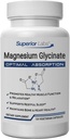 Superior Labs Magnesium Glycinate 1250 mg, hoog-absorptie, Pure Non-GMO, Ondersteunt de kwaliteit van slapen, maakt spierkrampen, Bone &amp; Heart Health,120 Veg Caps