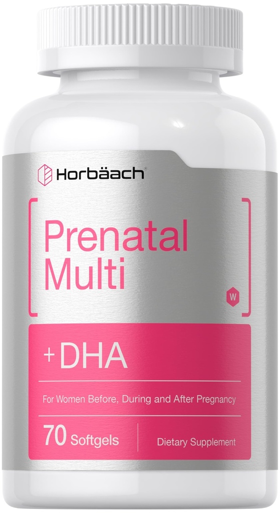 Horbäach Vrouwenprenatale multivitamine met DHA, ijzer- en foliumzuur 70 Softgels