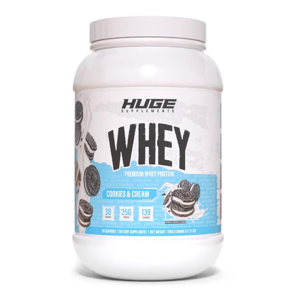 Enorme wei, eiwitpoeder voor spiergroei, 25 g eiwit, 12 g LR, ondersteunt spiergroei, prestaties en herstel (Cookie & Cream, 30 porties)