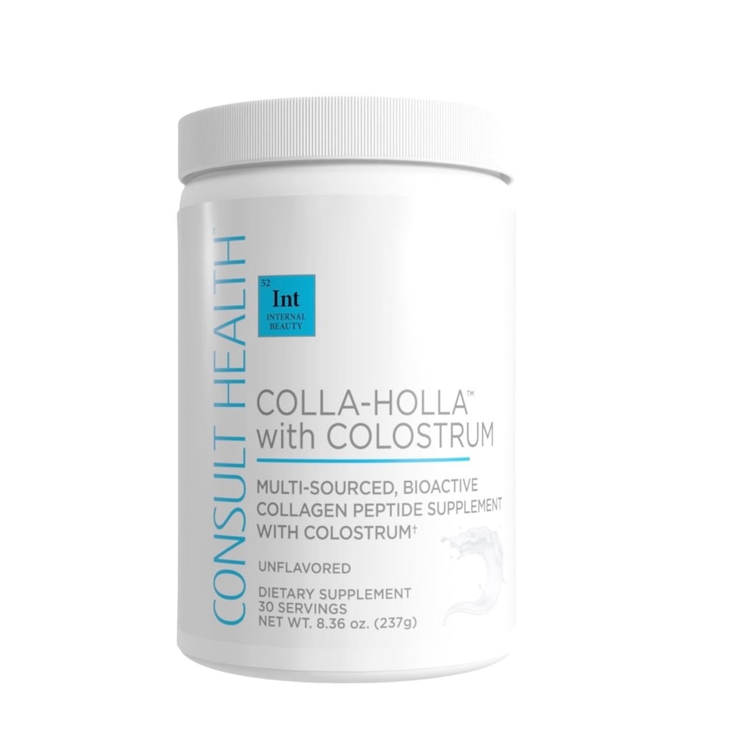 Raadpleeg Health Colla Holla- Multi-Sourced Collageen Verisol Proteine Powder met Colostrum voor huid elasticiteit, rimpelreductie, gezonde haar & Joint Support. 8.36 oz