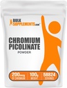 BulkSupplements.com Picolinate de chrome 200mcg poudre - suppléments minéraux - sans gluten et sans levure, 200mcg de chrome par portion, 100g (3.5 oz) (paquet de 1)