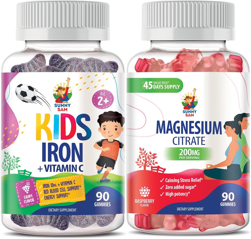 Magnesium Gummies voor volwassenen & Iron Gummies voor kinderen & volwassenen - Iron Vitamins met vitamine C.