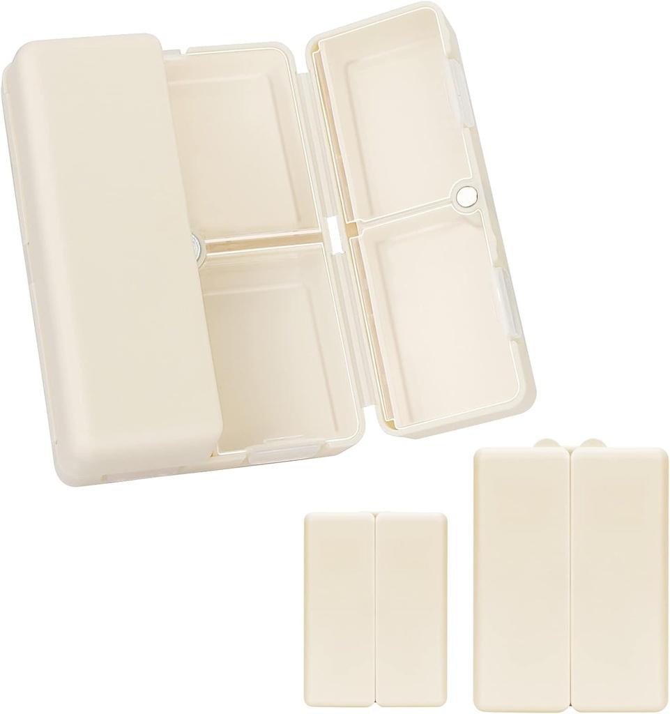 FYY 2 Stuks Daily Pill Organizer, 7 Compartments Portable Pill Case Travel Pill Organizer,[Folding Design] Pill Box voor portemonnee Pocket om vitamines te houden, Cod Leverolie, Complementen en Medicatie-White