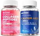 Gehydrolyseerde Collageen Peptides Pillen + Liposomale Calcium AKG Supplement 1500mg