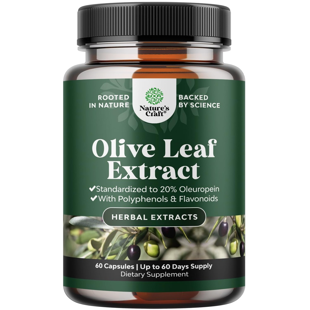 Potent Olive Leaf Extract Capsules - Hoge sterkte Antioxidant Supplement met Pure Olive Leaf met 20% Oleuropein - Herbal Heart Health Supplement - Vegan Non-GMO & Glutenvrij (2 maanden levering)