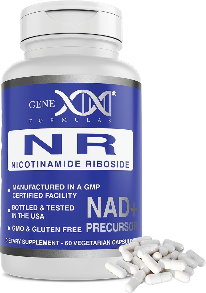 Genex Formules NR Nicotinamide Riboside 300mg/Serving (60 Capsules) NAD+ Precursor voor gezonde veroudering - GMP-Certified, Non-GMO, Gluten-Free, Vegetarisch (1 Pack)