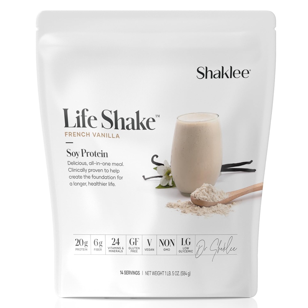 Shaklee Life ShakeTM Soy Protein Franse Vanille - Complete Maaltijd Vervanging met 20g Proteïne, 6g Vezel, 24 Vitaminen en Mineralen - Ondersteunt Zachtheid en gezond gewicht - Niet-GMO - 14 Serven