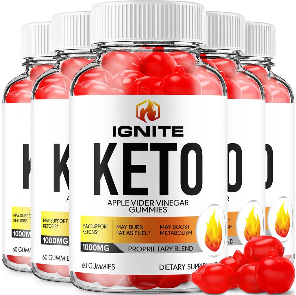 (5 Pack) Ignite Keto ACV Gummies - Advanced Formula Ignite Keto Plus ACV Gummies Apple Cider Vinegar Ignite ACV Dieetsupplement Mannen Vrouwen (300 Gummies)