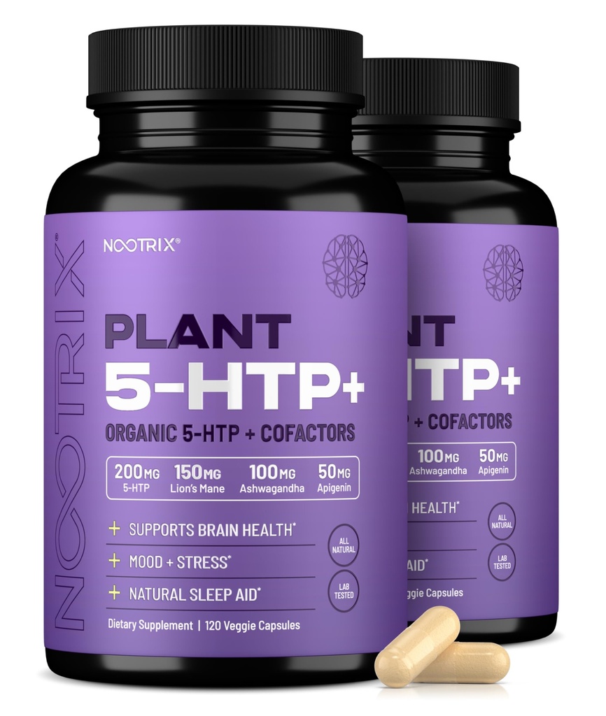 Nootrix Organic Plant 5 HTP+ Supplement Ondersteunt het geheugen, de geestelijke focus, cognitieve gezondheid en energie