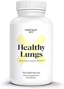Lung Support Supplement, voor ademhalingsondersteuning & Bronchial Wellness Butterbur, Bromelain, Feverfew, Cordyceps, Stinging Nettle & Pine Bark (60 Servers)